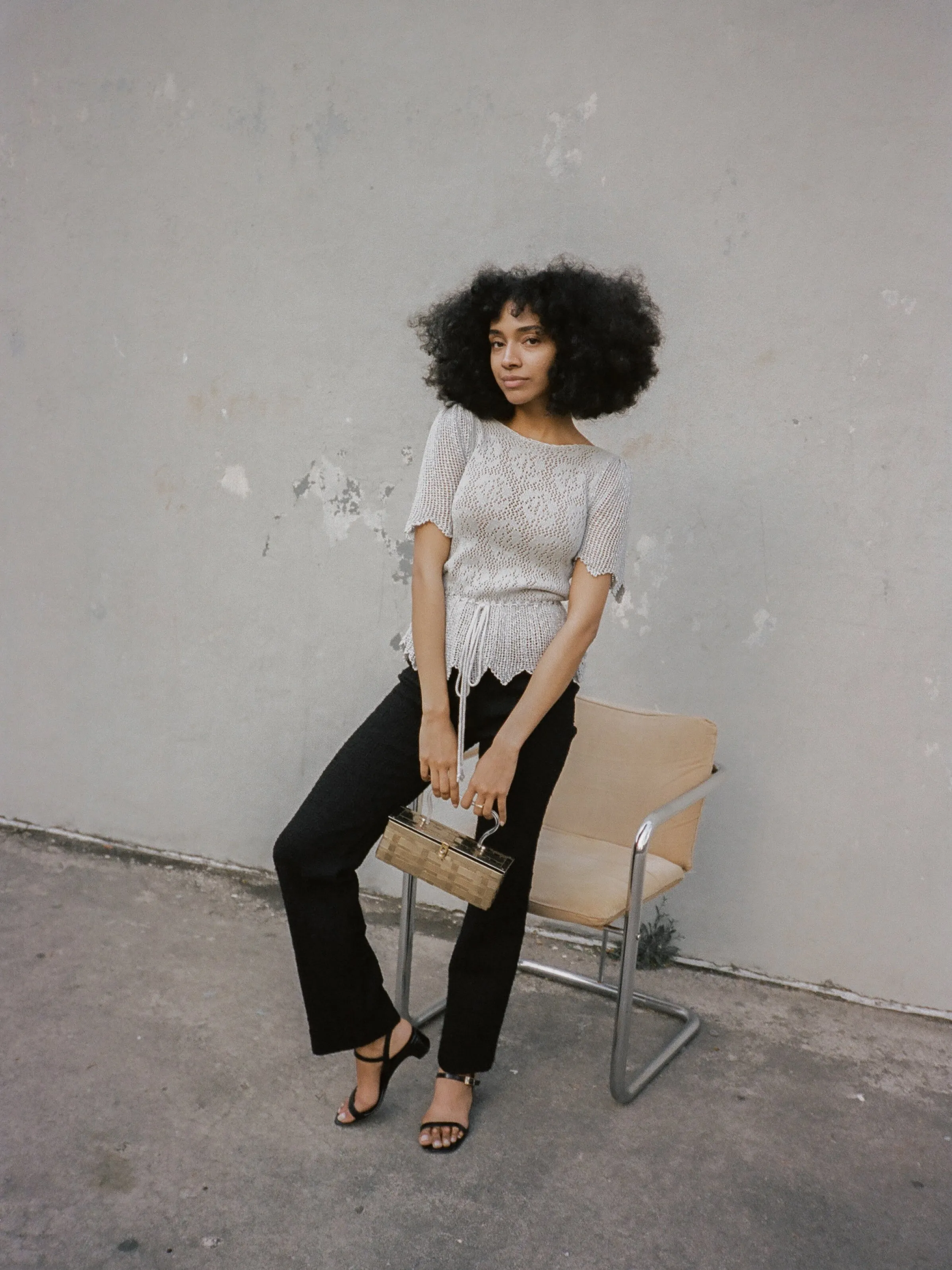 Brass Metallic Box Bag
