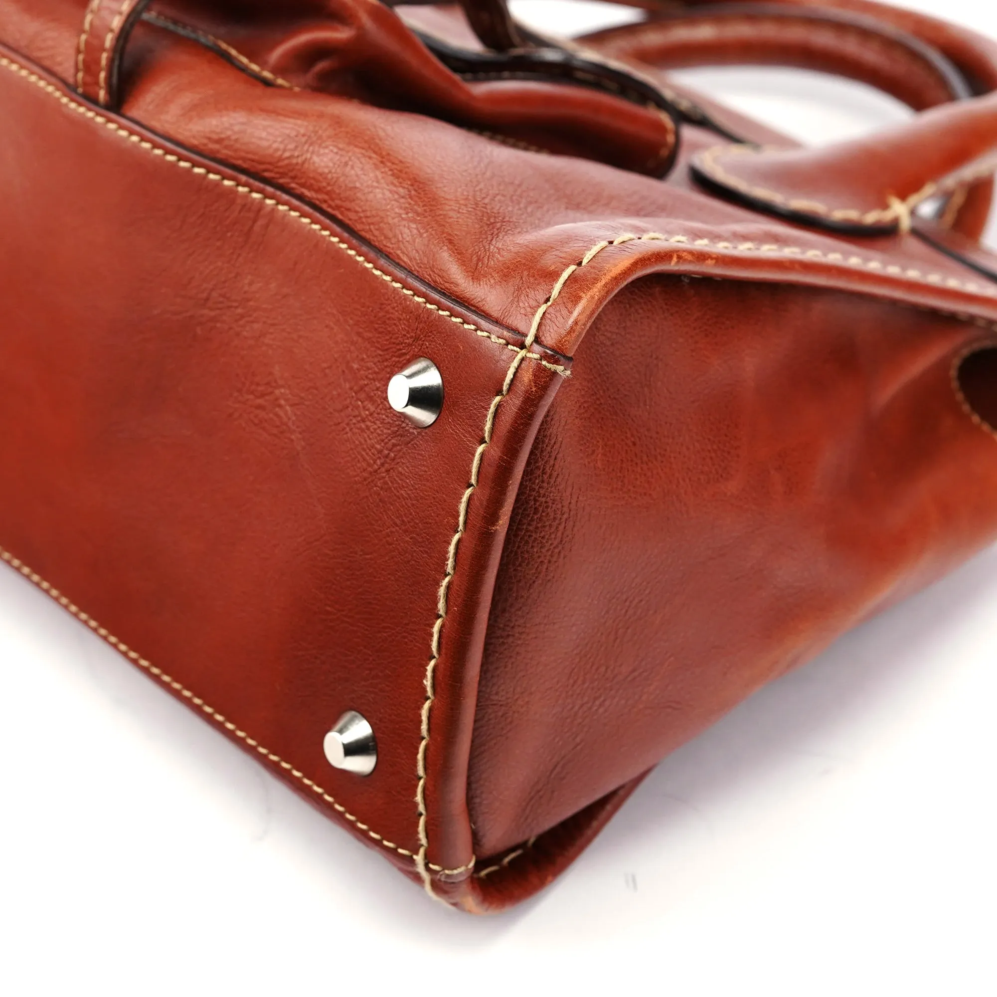 Brown Leather Edith Tote Bag