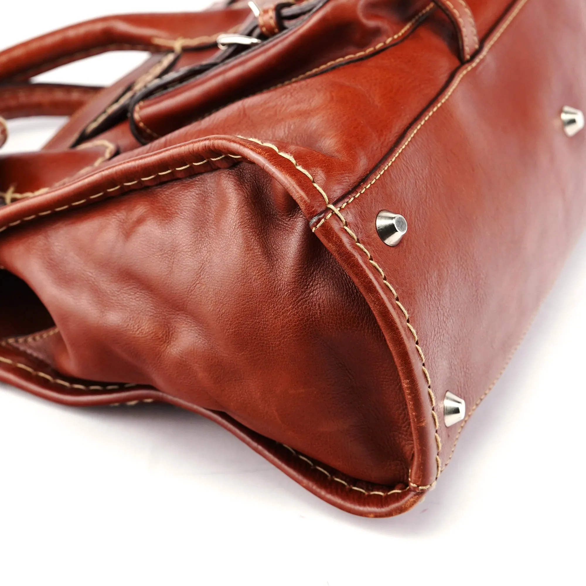 Brown Leather Edith Tote Bag
