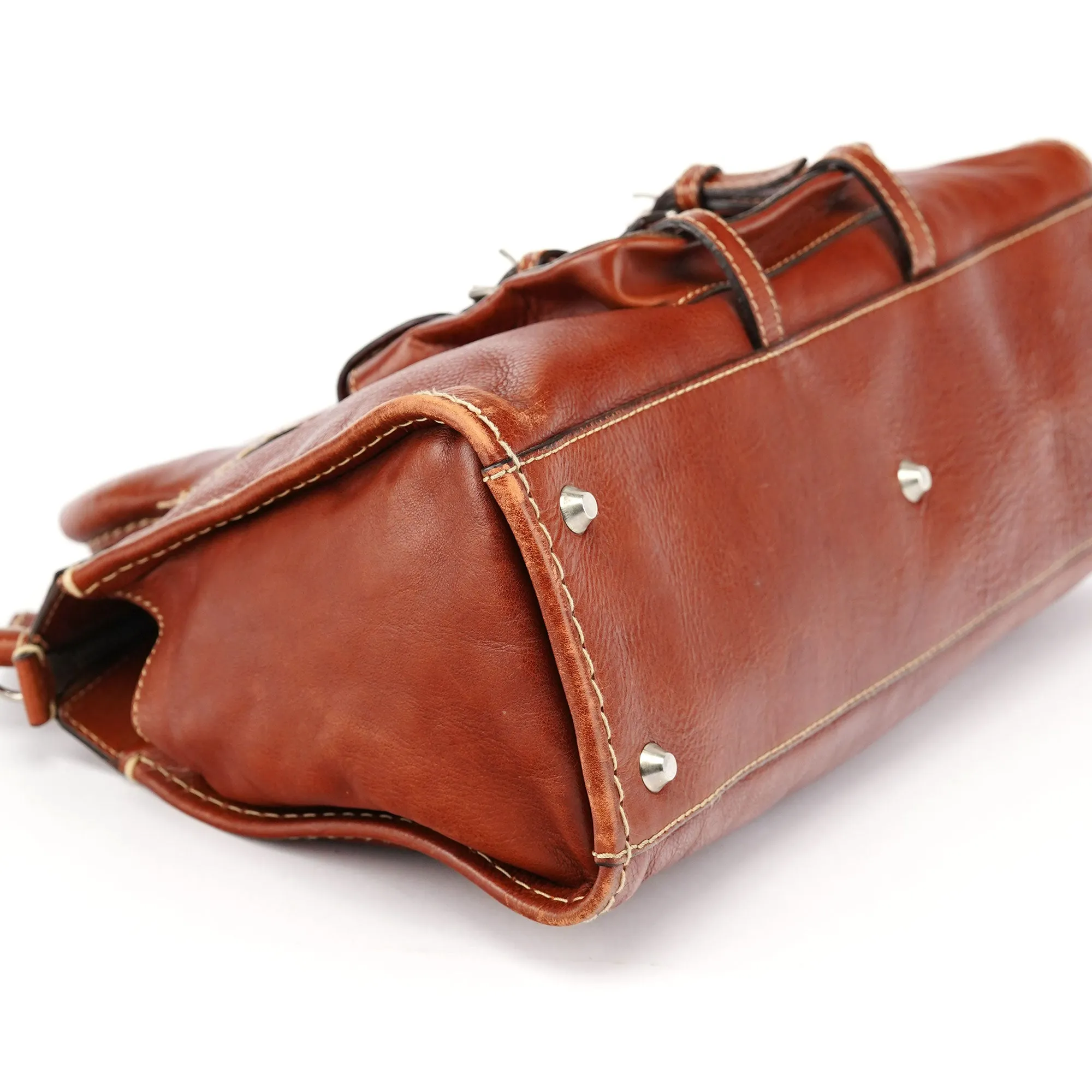 Brown Leather Edith Tote Bag