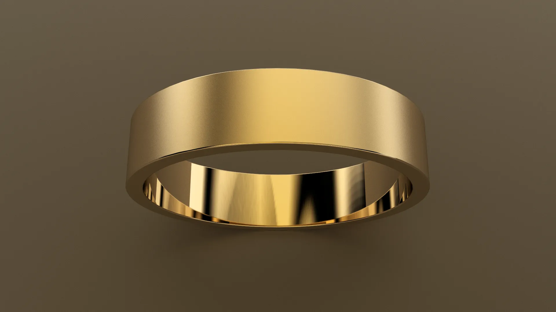 Brushed Yellow Gold 5mm Flat Wedding Band