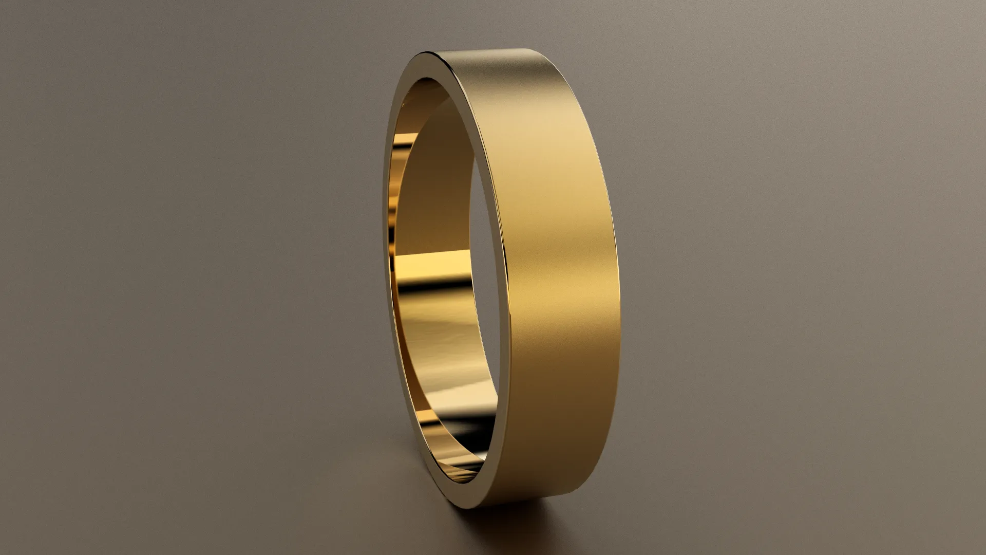 Brushed Yellow Gold 5mm Flat Wedding Band