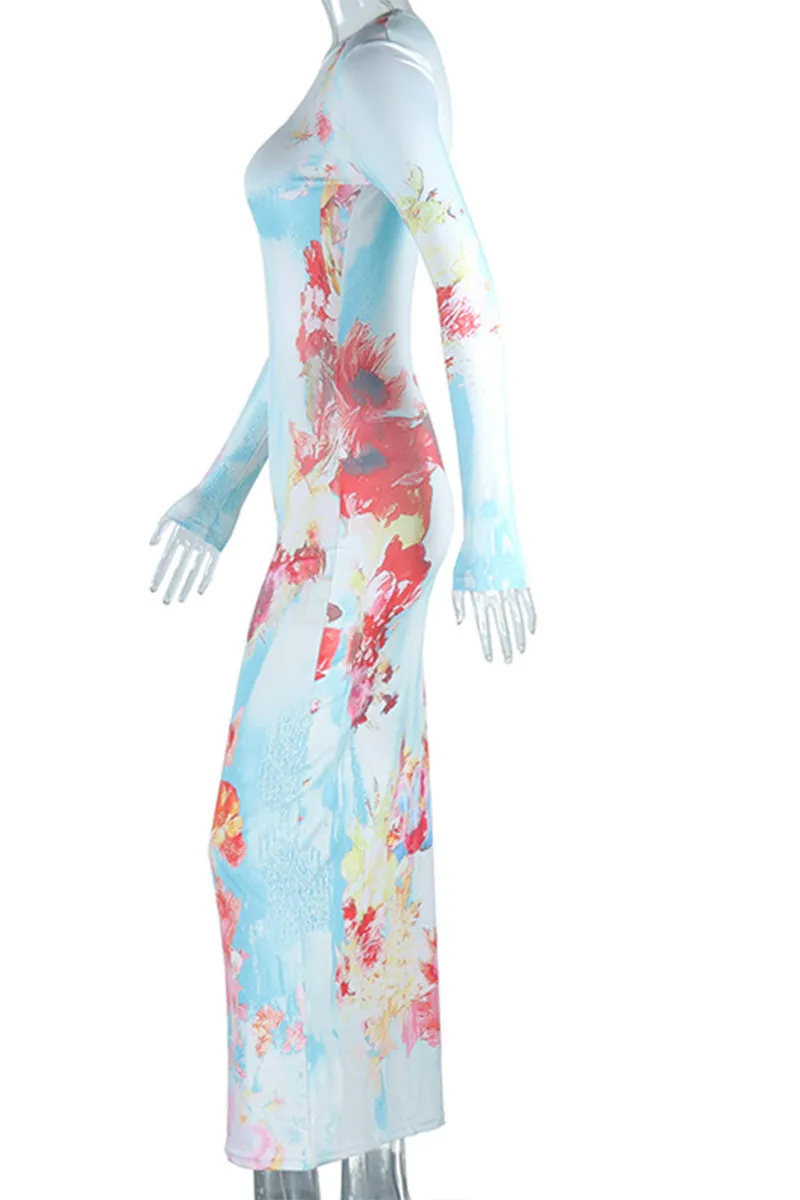 BT3026 Floral Tie Dye Dress
