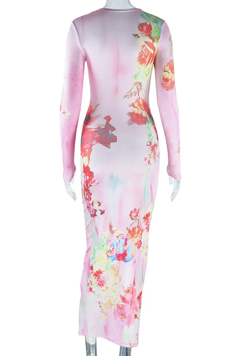 BT3026 Floral Tie Dye Dress
