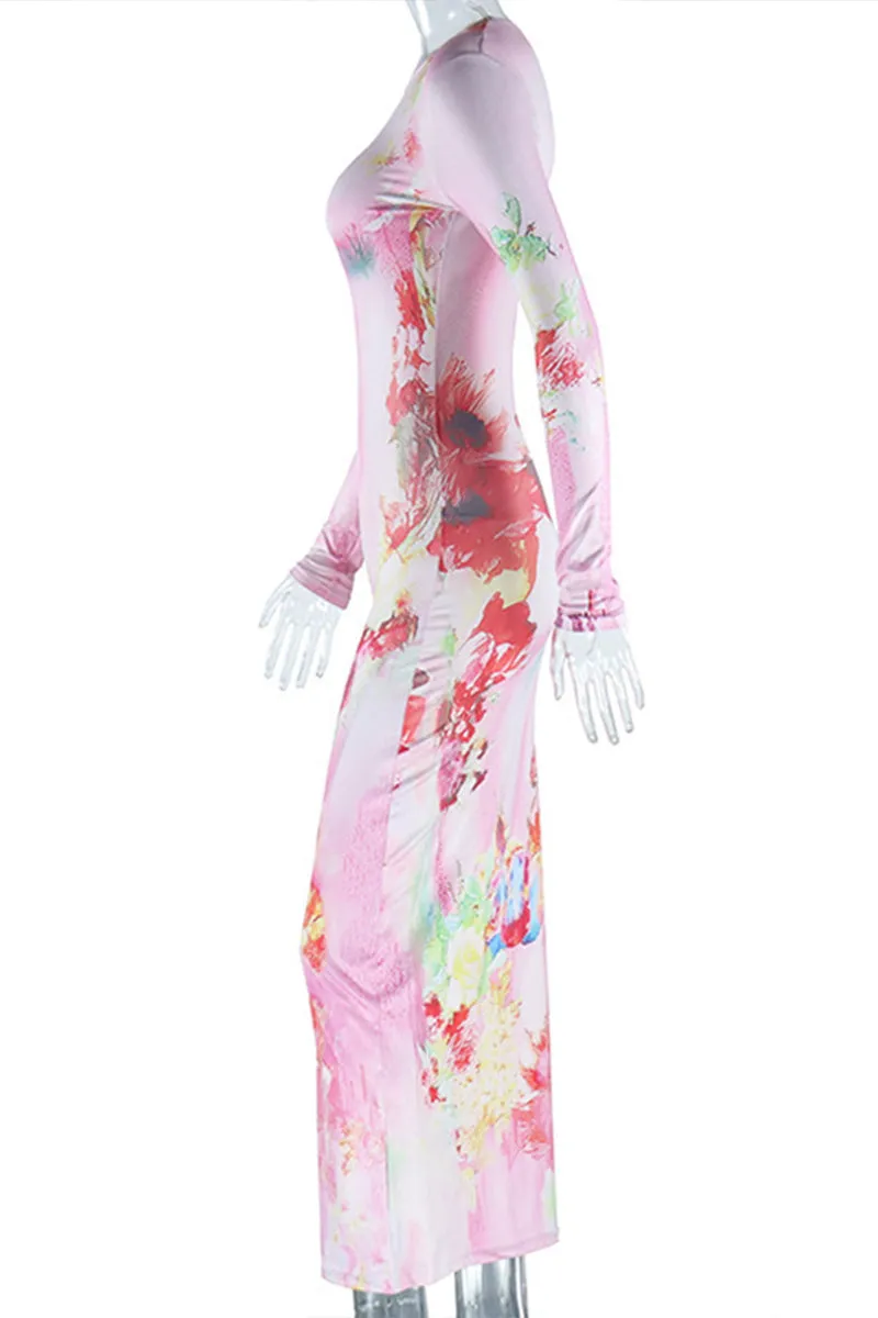 BT3026 Floral Tie Dye Dress