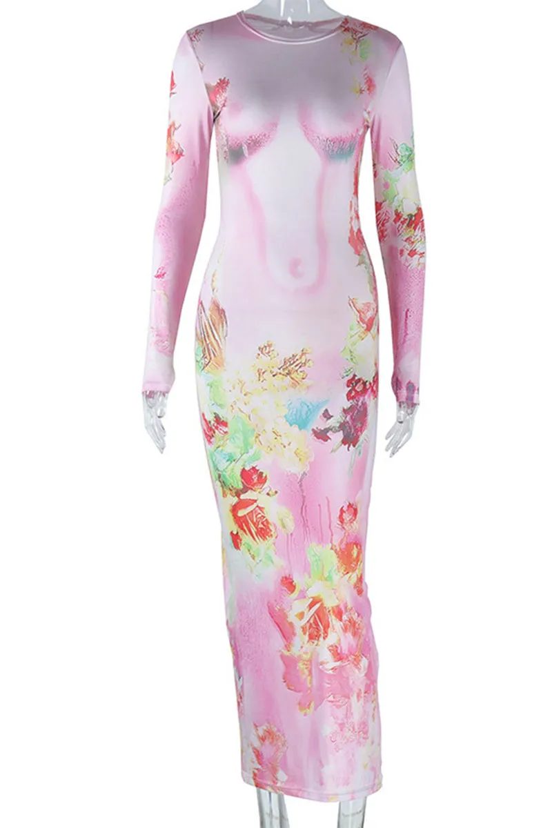 BT3026 Floral Tie Dye Dress