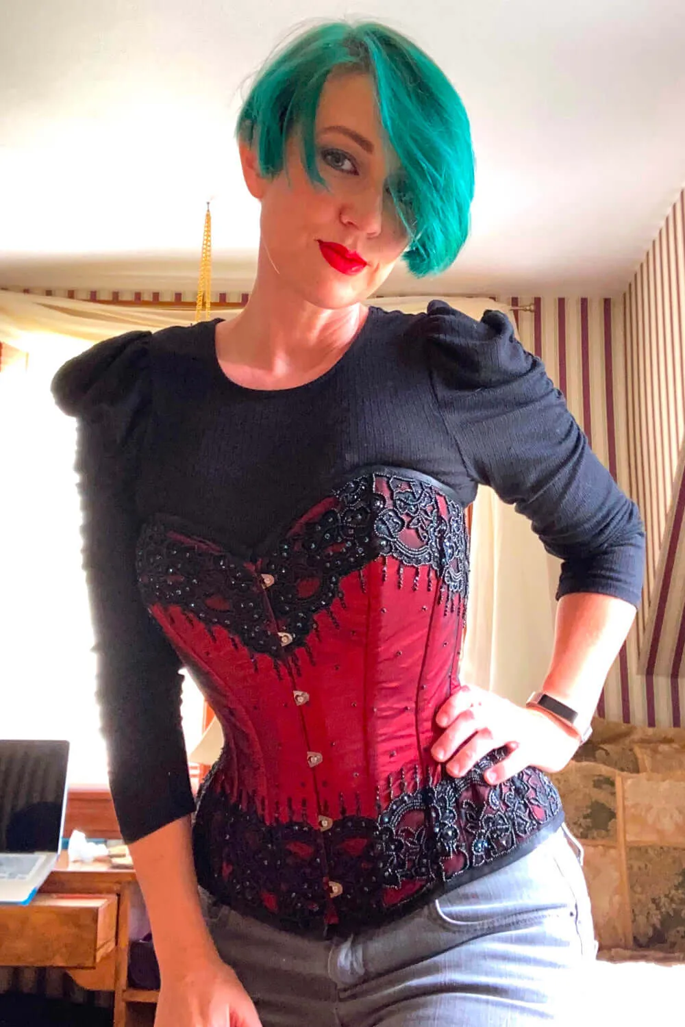 Burgundy Satin Couture Corset