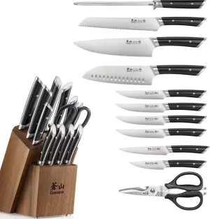 Cangshan Helena Acacia Knife Block Set 12 pc Black
