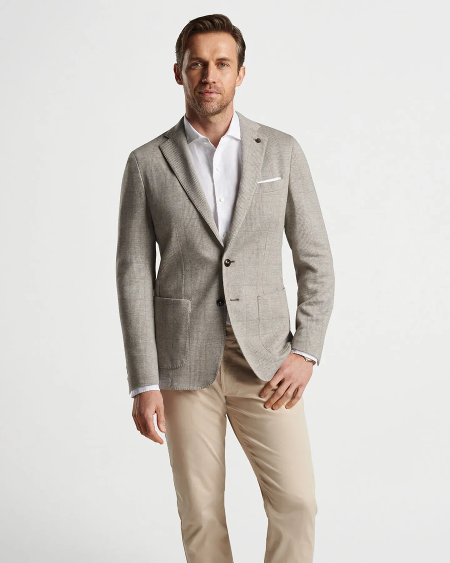 CAROVA JERSEY HOUNDSTOOTH SOFT JACKET - ICED CHAI