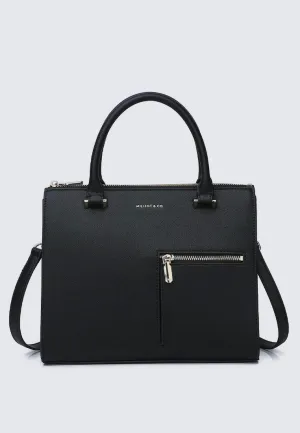 Ceci Double Top Handle Bag (Black)