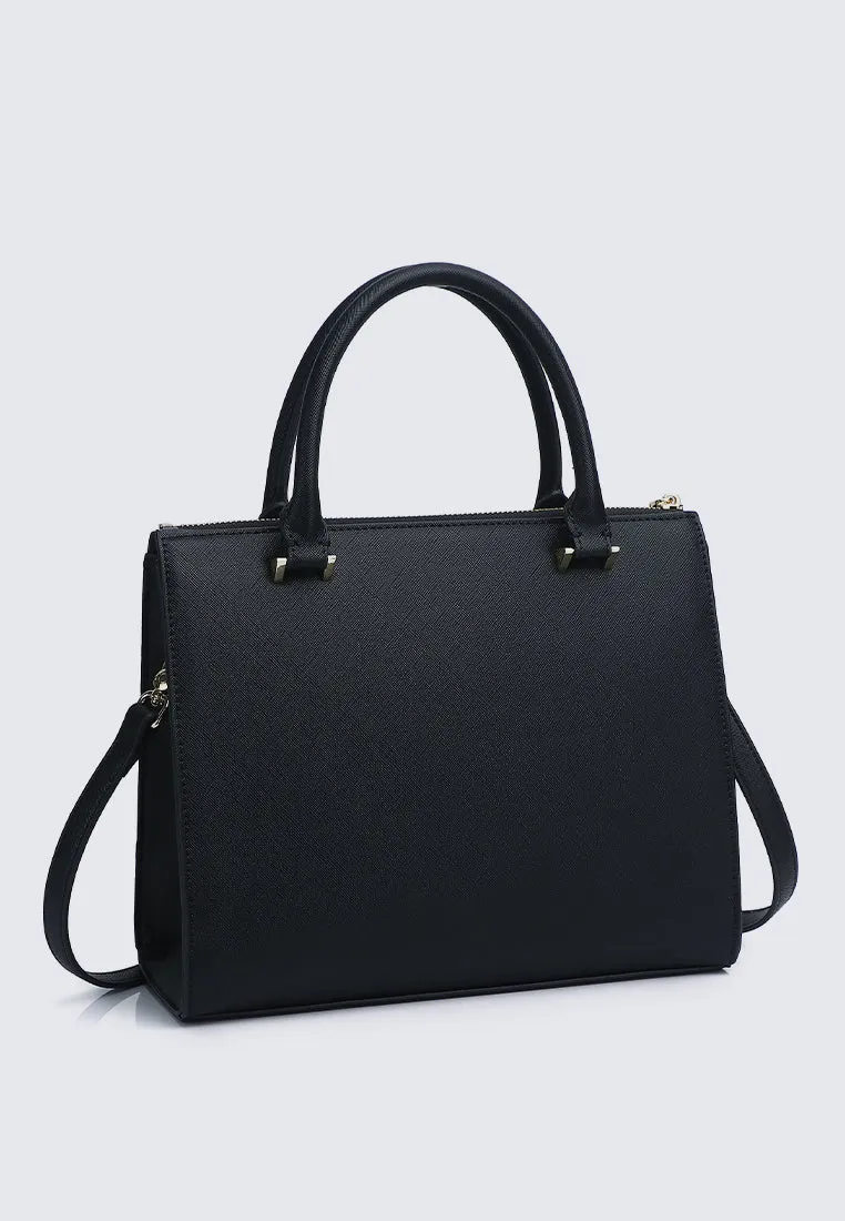 Ceci Double Top Handle Bag (Black)