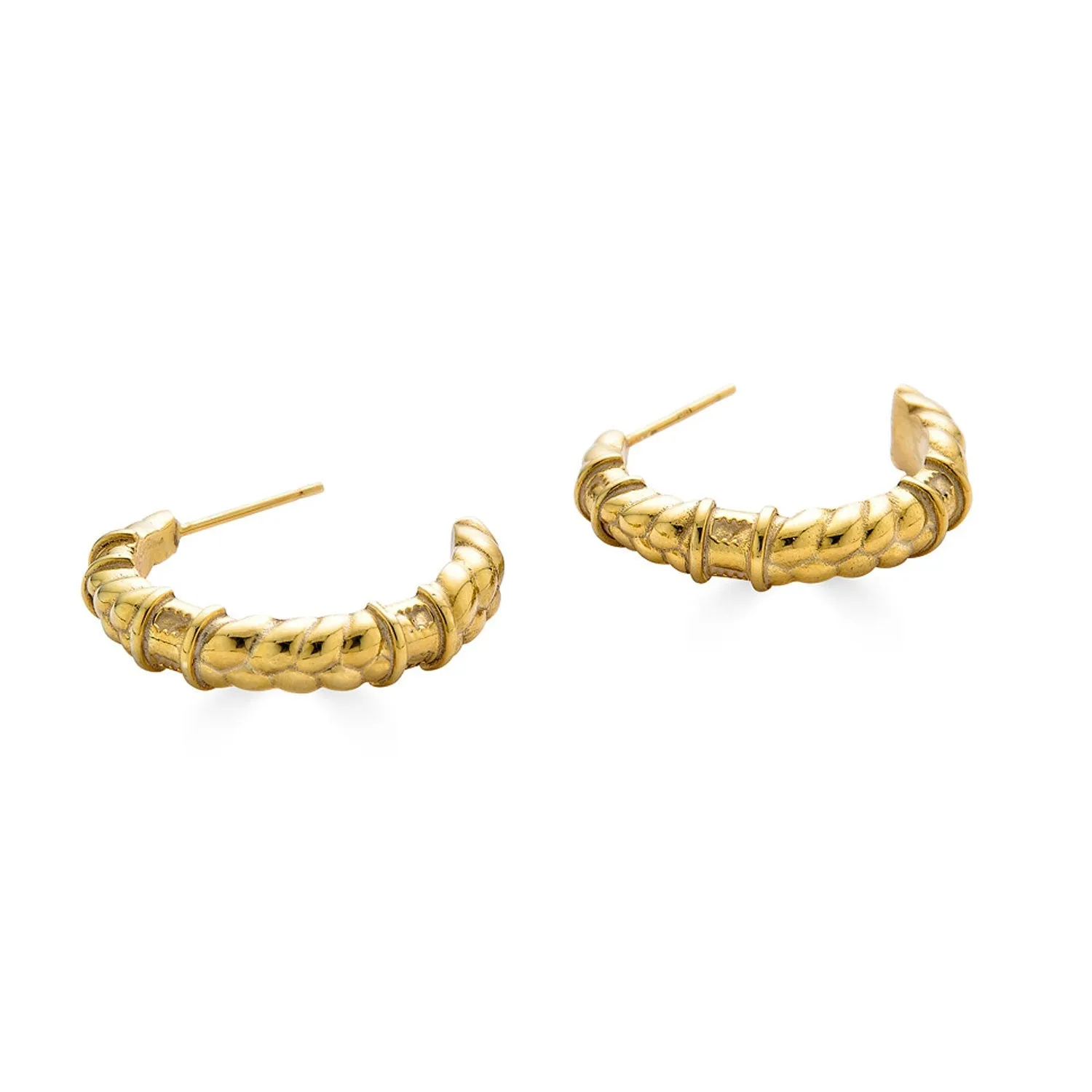Chunky Braided Hoops - Gold