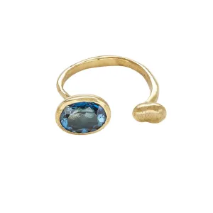 Cleopatra Adjustable Bronze London Blue Topaz Ring by Julie Cohn