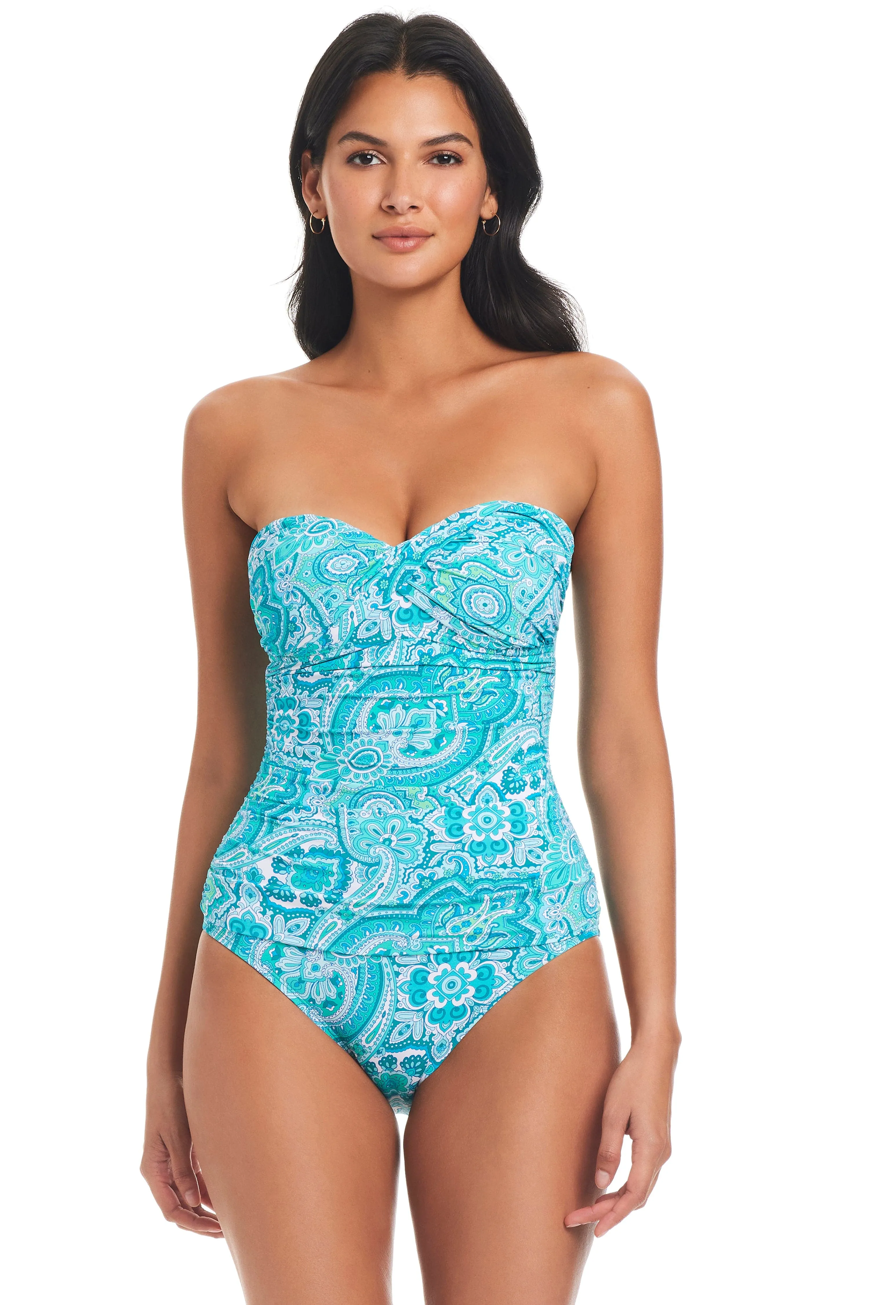 Coastal Cool Twisted Bandeau One-Piece Swimsuit
