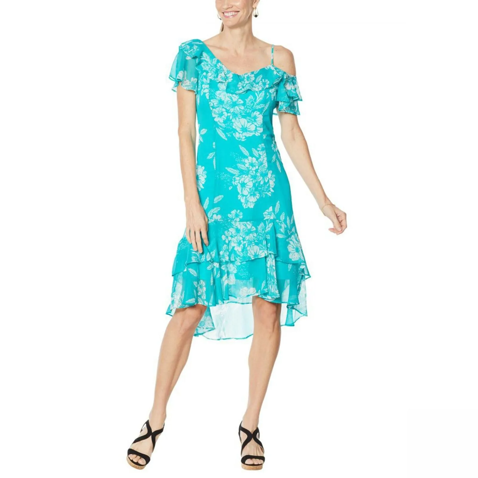 Colleen Lopez Women's One Shoulder Hi Low Ruffle Dress