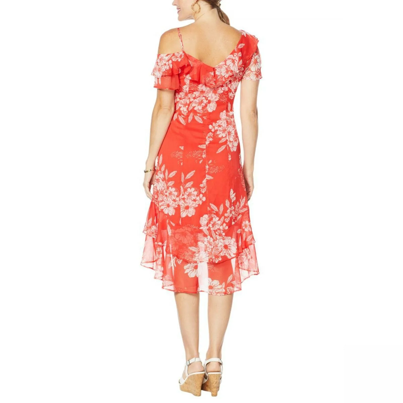 Colleen Lopez Women's One Shoulder Hi Low Ruffle Dress