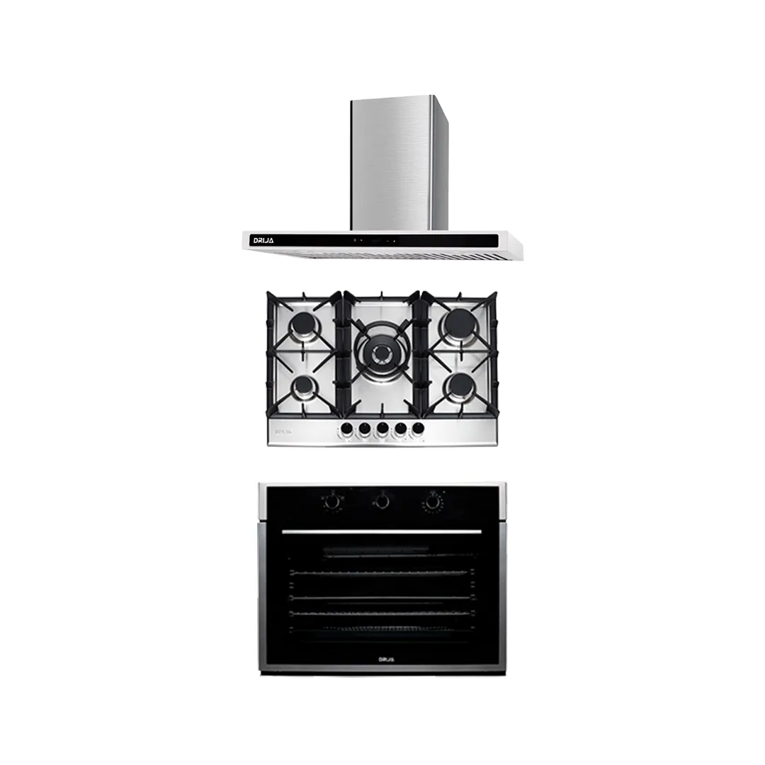 COMBO B PREMIUM - DRIJA - 76CM / 30” - ACERO(Estufa, Horno y Extractor).