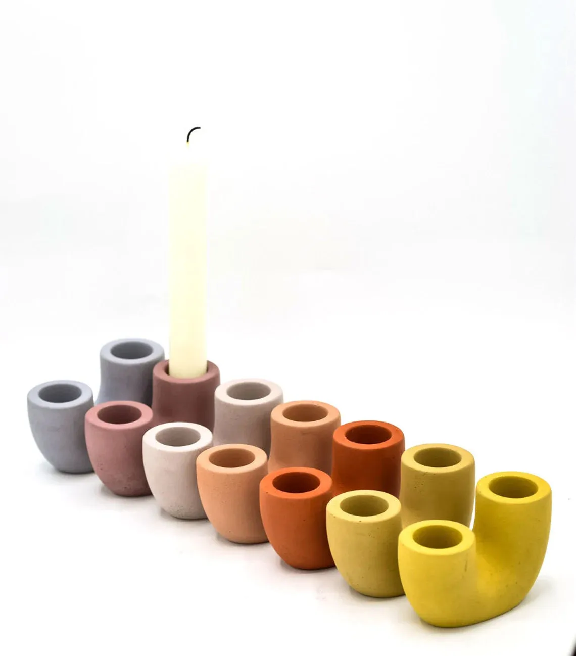 Concrete Candle Holder Duo