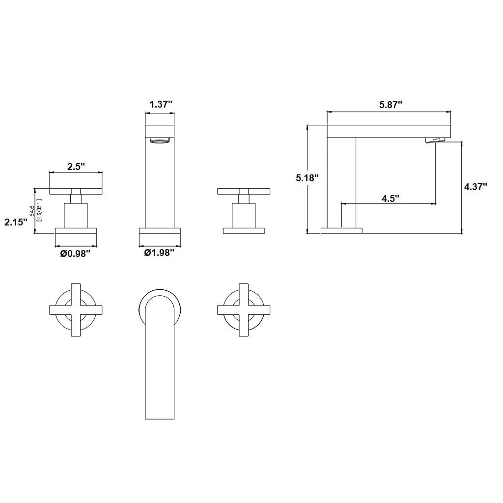 Contempo Bathroom Faucet - Widespread - 8" Brass/Polished Chrome