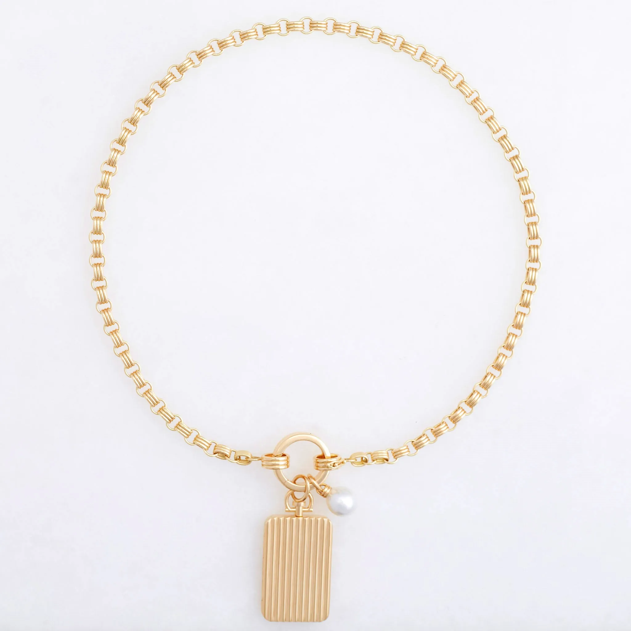 Convertible Triple Chain Necklace 18K Yellow Gold, Small Link, 18" Triple Key Ring