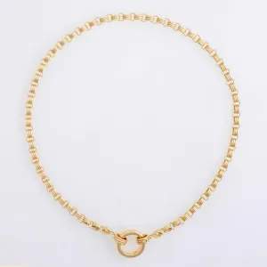 Convertible Triple Chain Necklace 18K Yellow Gold, Small Link, 18" Triple Key Ring