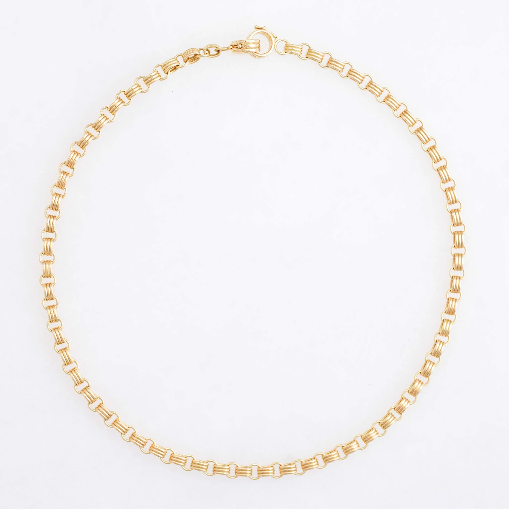 Convertible Triple Chain Necklace 18K Yellow Gold, Small Link, 18" Triple Key Ring