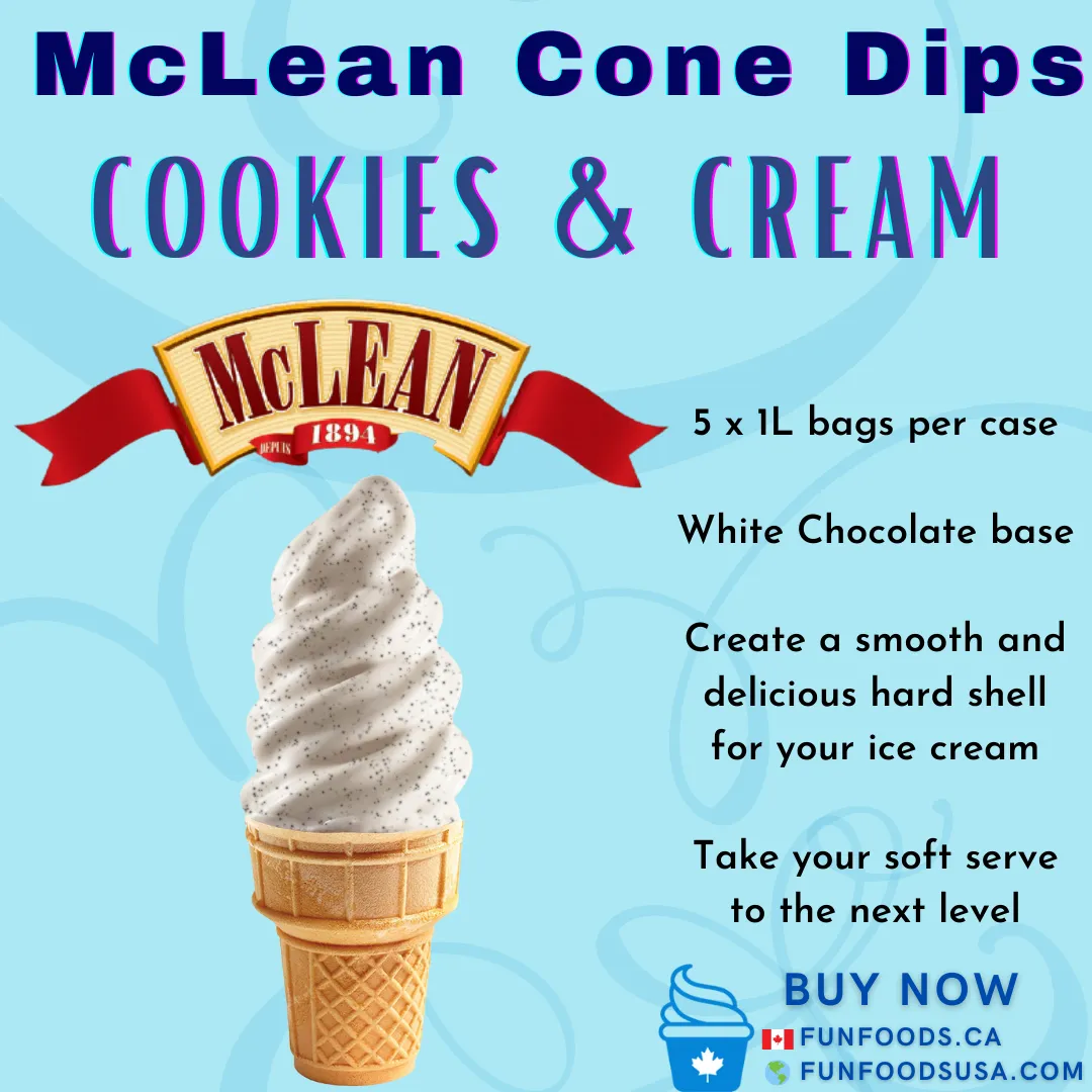 Cookies and Cream (Oreo Style) Cone Dip Coating (Case = 5 x 1L Bags)  by McLean Canada