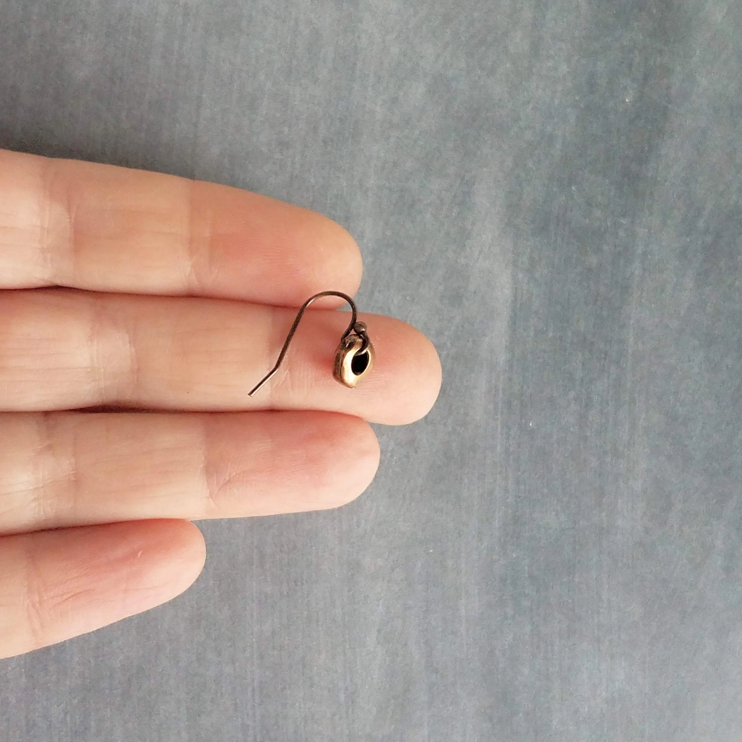 Copper Nugget Earrings, aged copper earring, antique copper earring, small copper dangle, little antique copper earring, tiny chunky copper