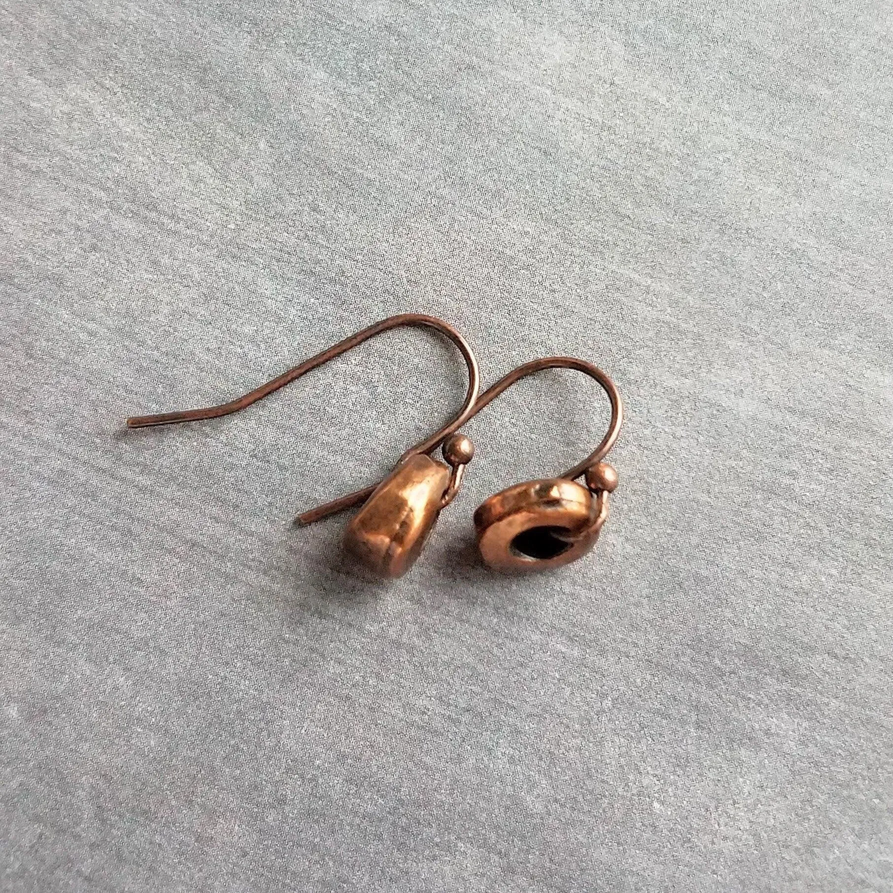 Copper Nugget Earrings, aged copper earring, antique copper earring, small copper dangle, little antique copper earring, tiny chunky copper