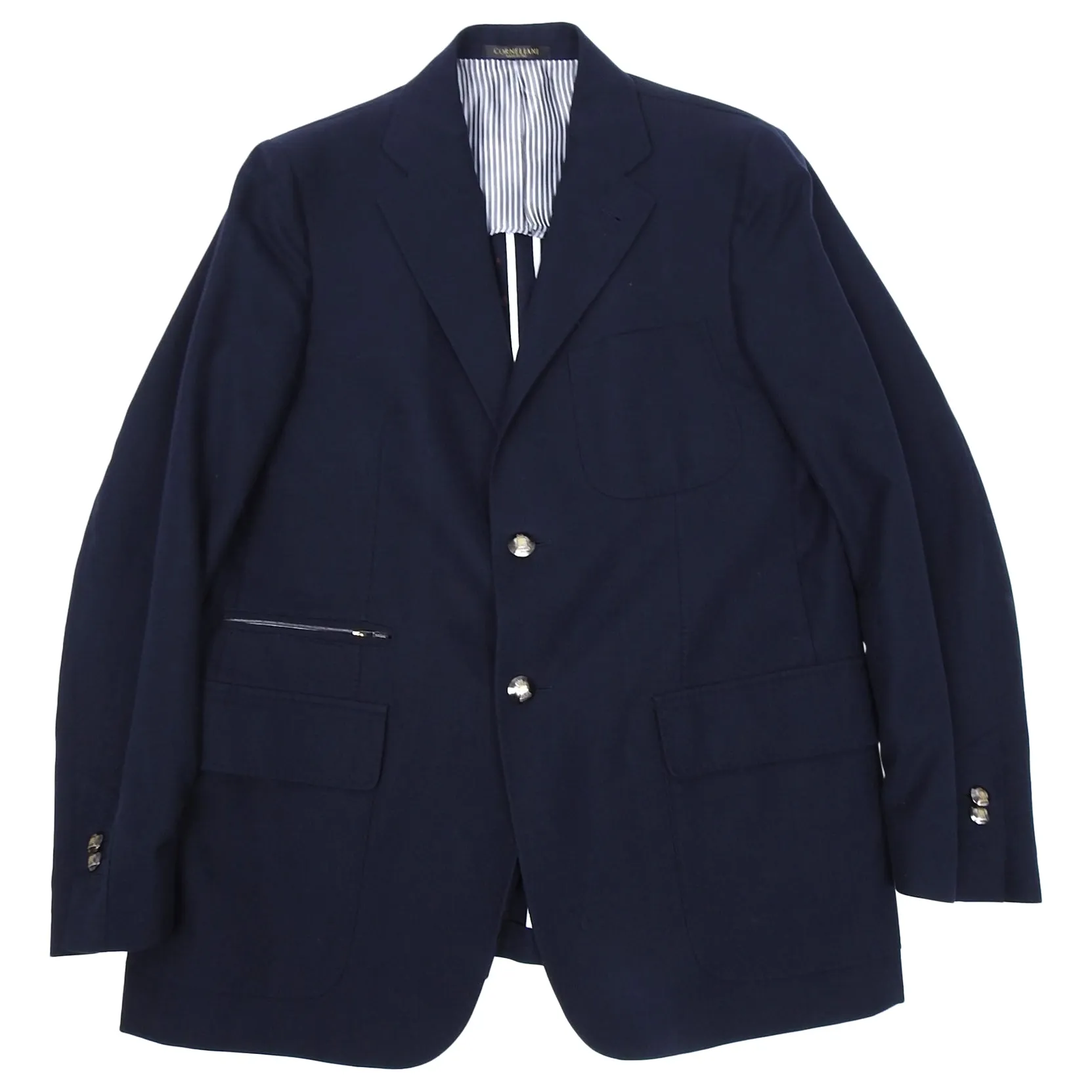 Corneliani Navy Zip Pocket Formal Blazer - M