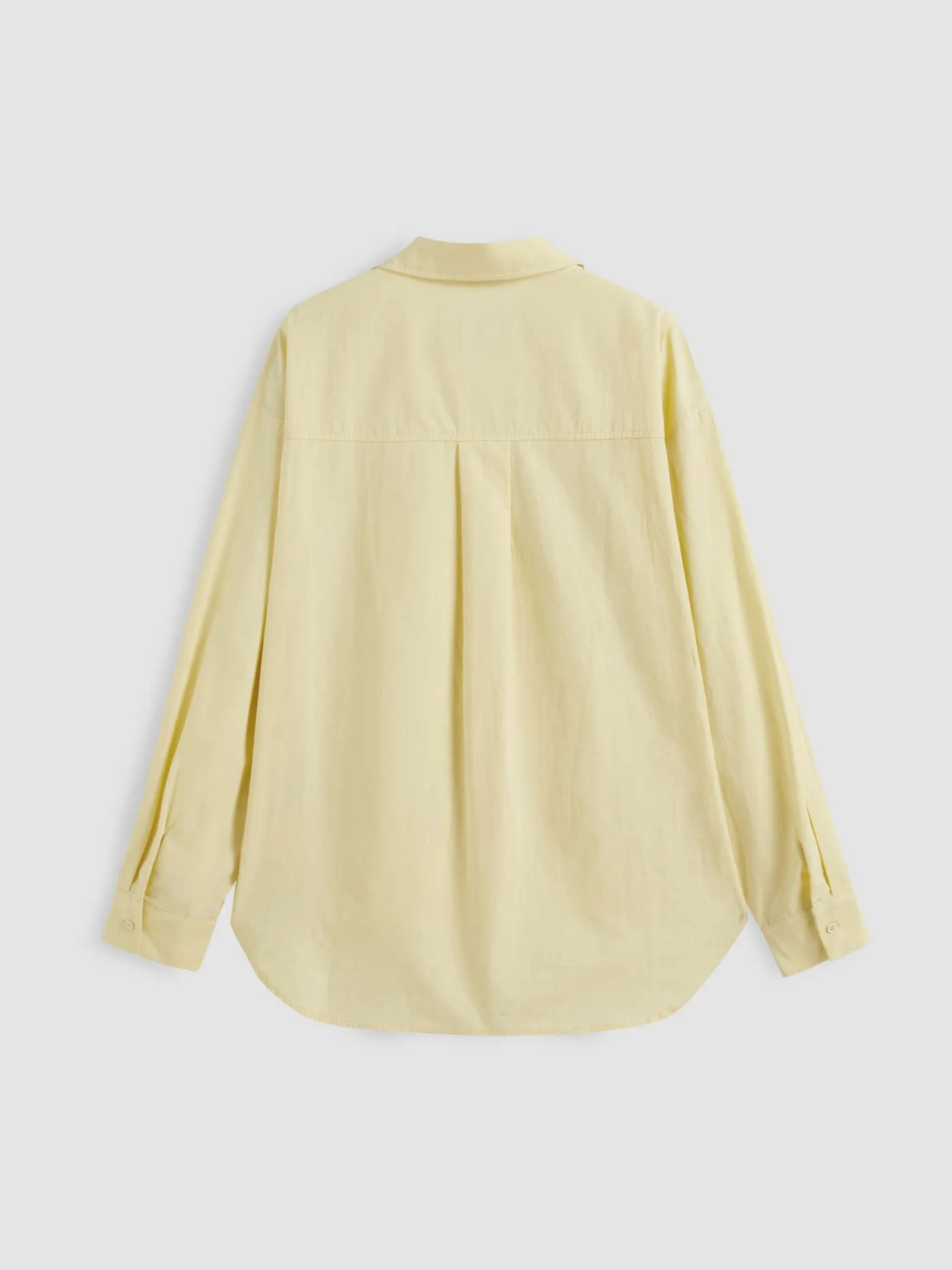 Cotton Collar Solid Long Sleeve Shirt
