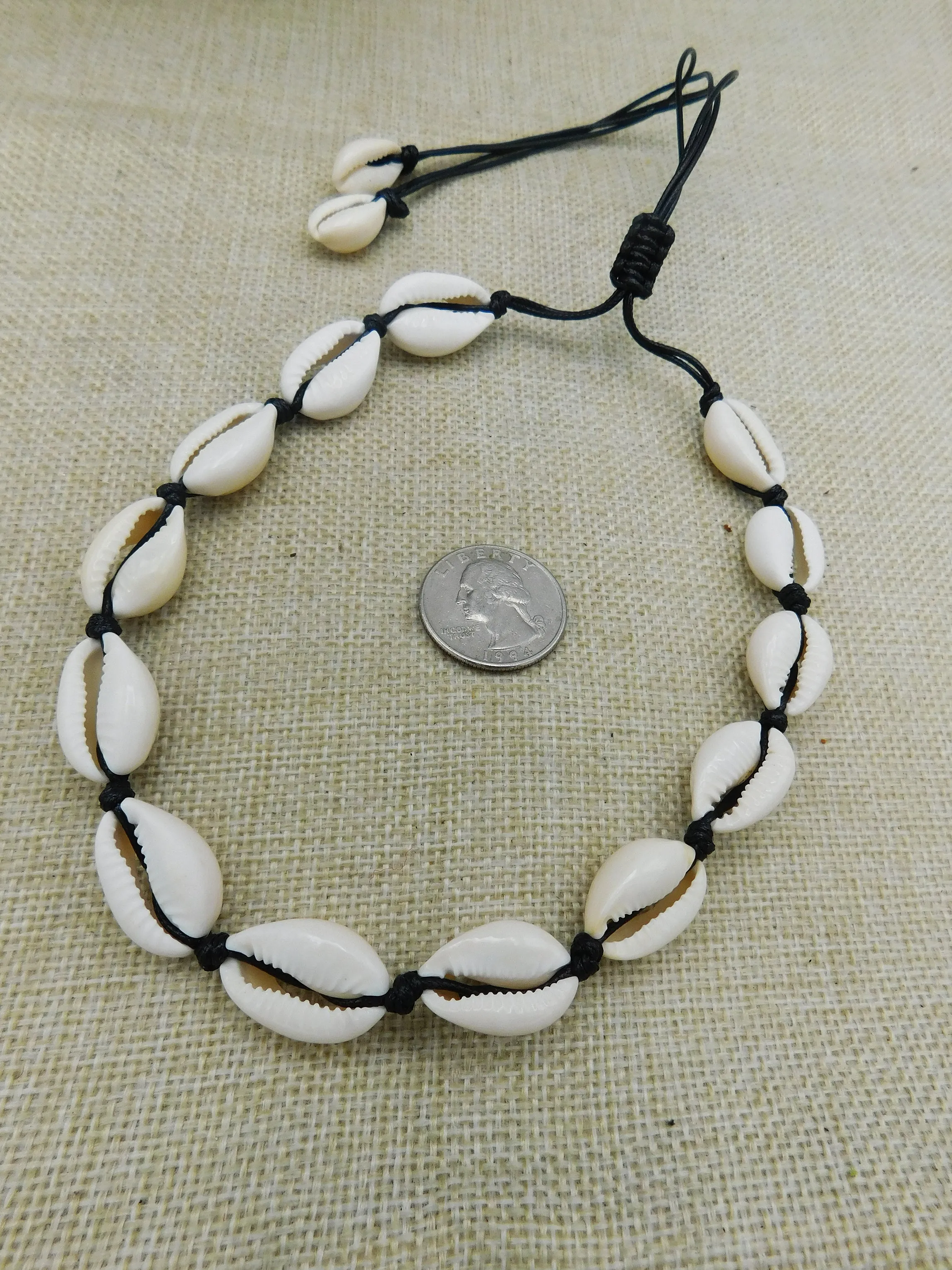 Cowrie Shell Necklace Ethnic Jewelry Adjustable Black Choker