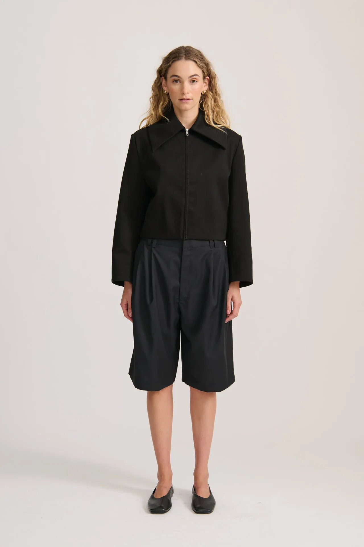 CROP ZIP JACKET BLACK