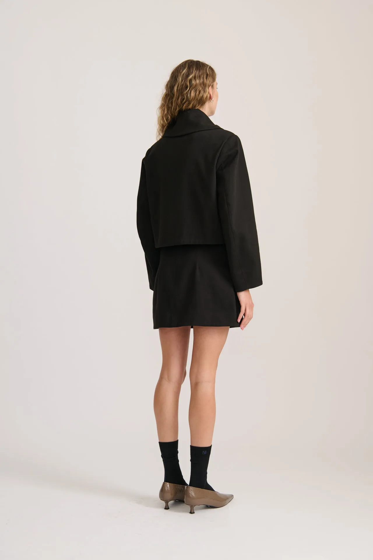 CROP ZIP JACKET BLACK