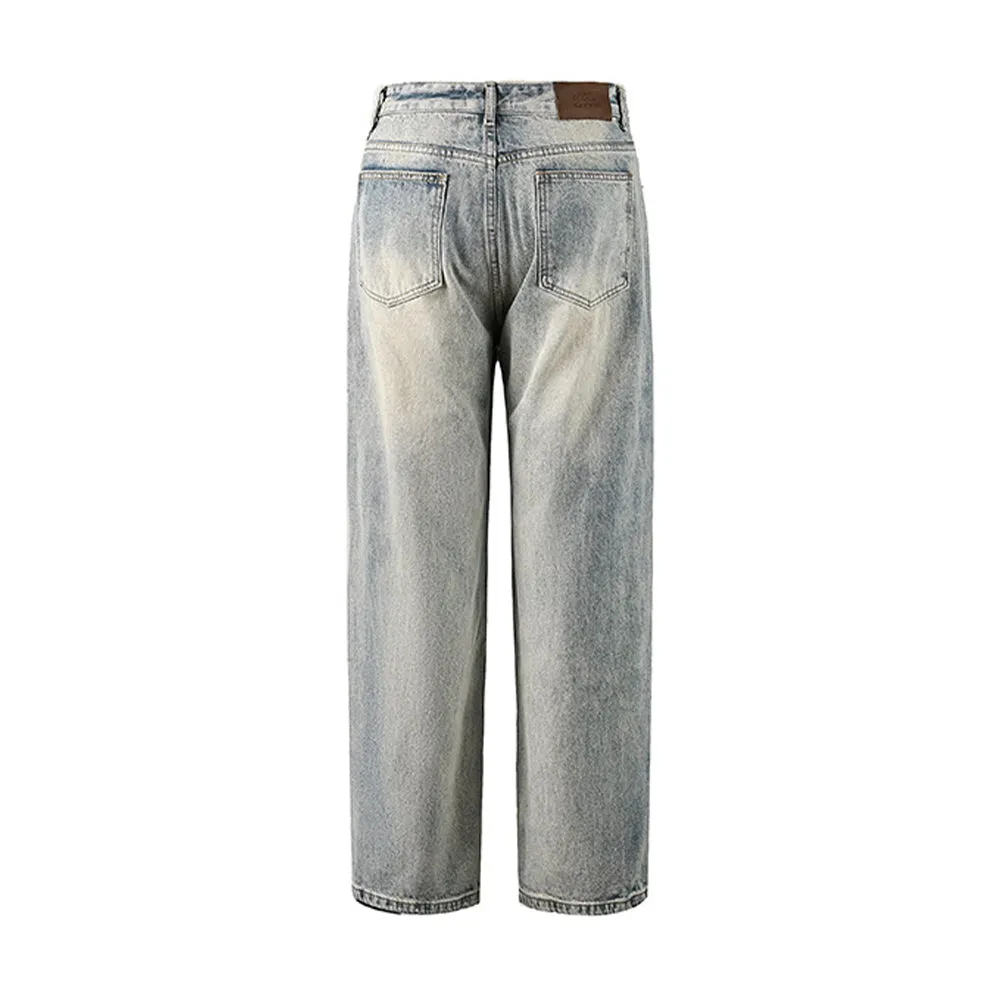 Design Flower Flocked Distressed Jeans