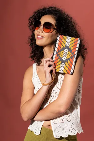 Diamond Ember Jacquard Clutch