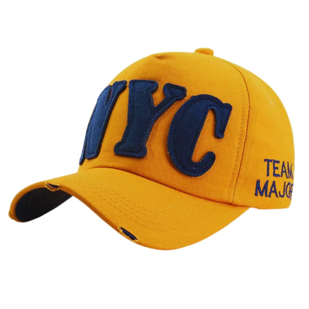 Distressed Street Baseball Cap With Embroidered Letters