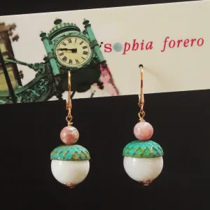 Does Anybody Really Know What Time It Is earring: howlite   rhodocrosite