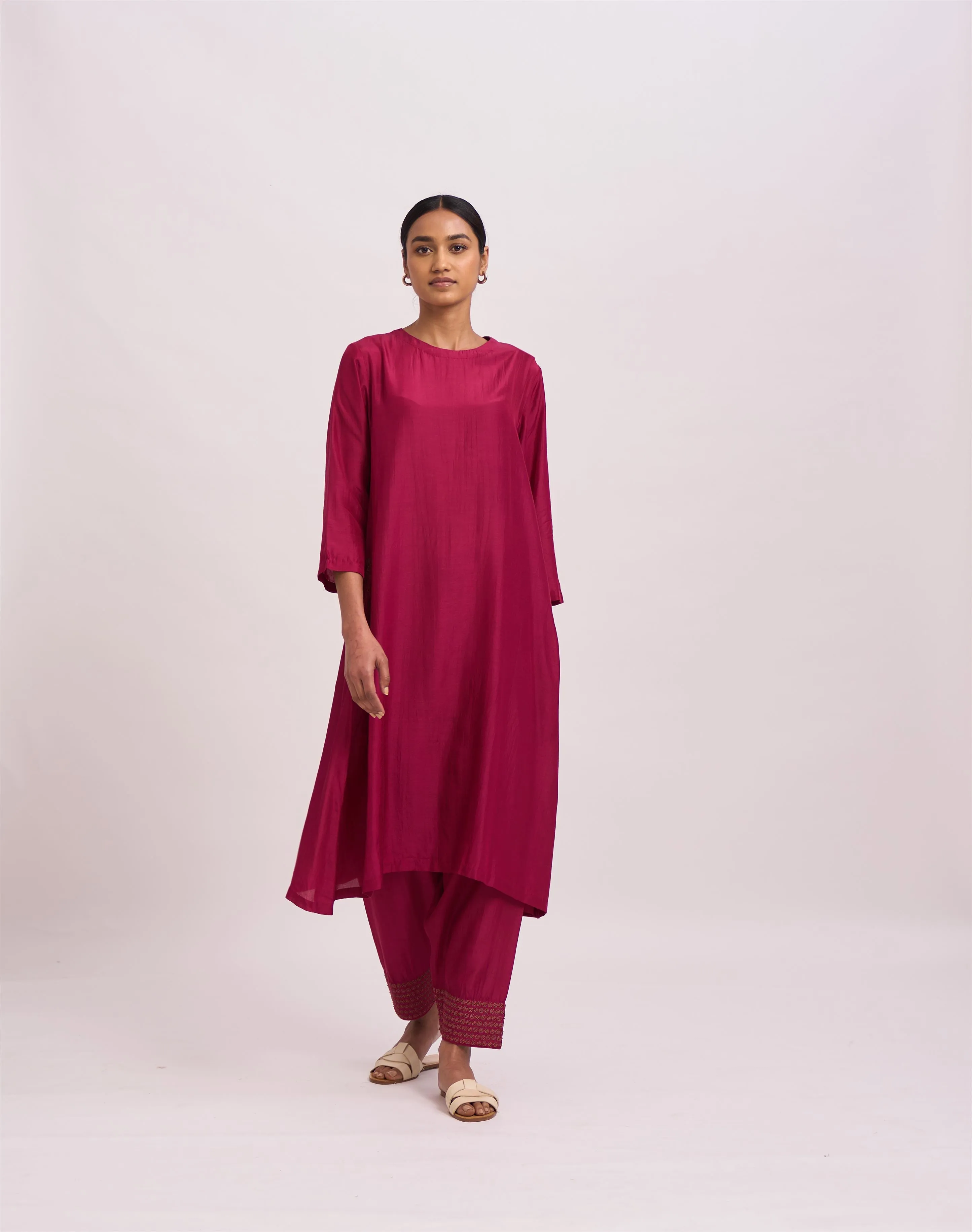Dot   I   Pocket Style Raha Kurta Set Cotton Silk Fabric is used in Kurta set Fuchsia SS24-PS-F