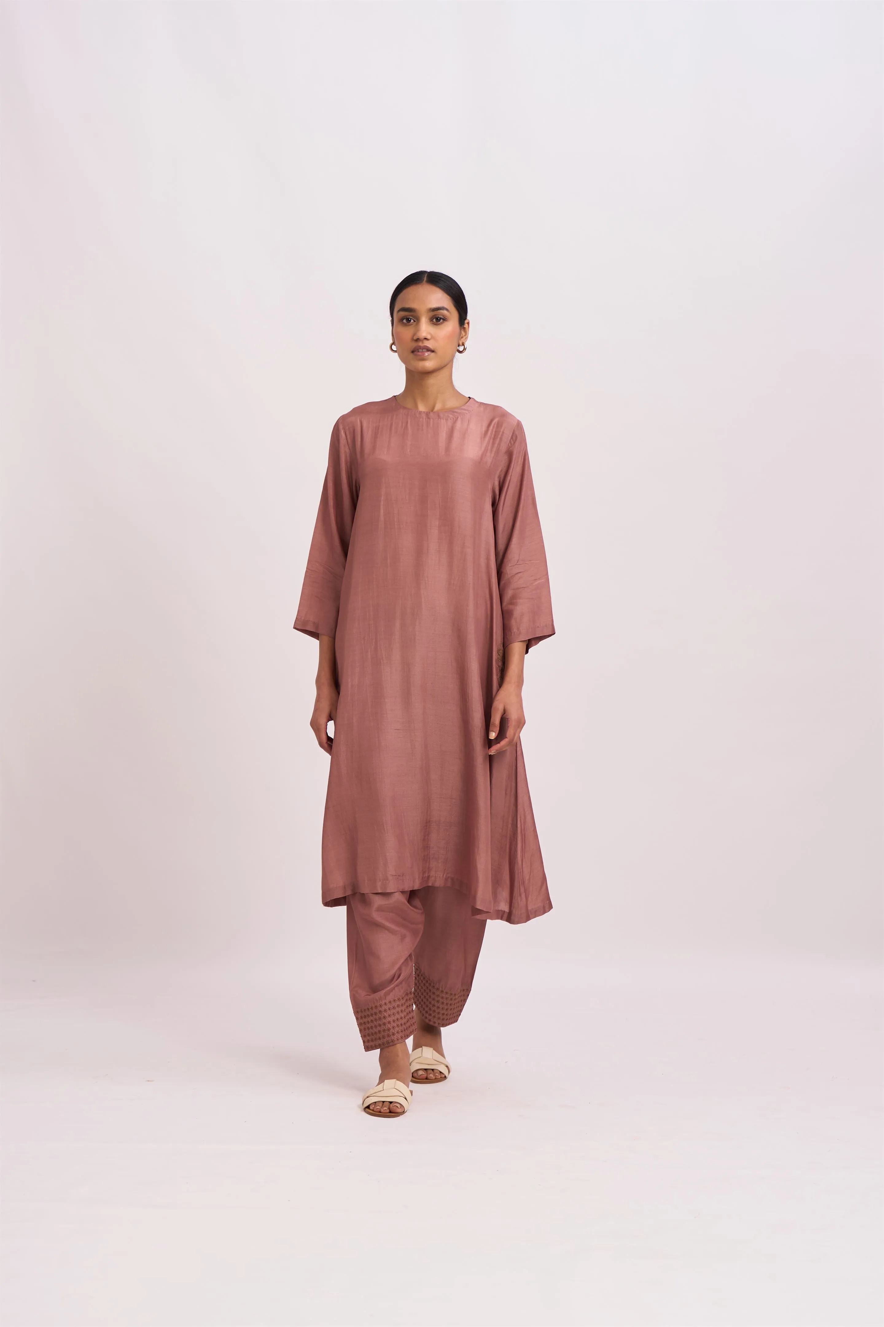 Dot   I   Pocket Style Zayed Kurta Set Cotton Silk Fabric is used in Kurta set Old rose SS24-PS- 101