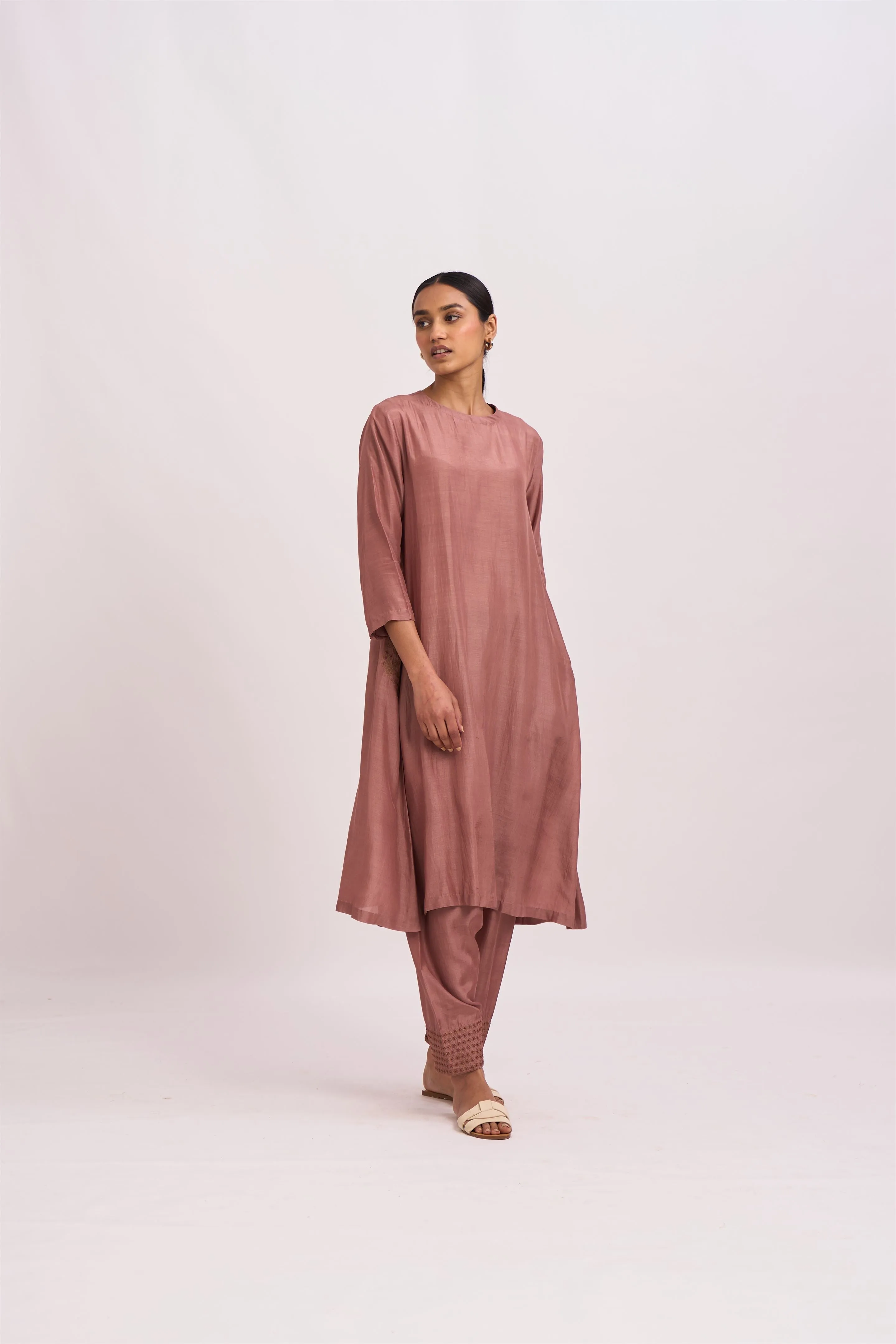 Dot   I   Pocket Style Zayed Kurta Set Cotton Silk Fabric is used in Kurta set Old rose SS24-PS- 101