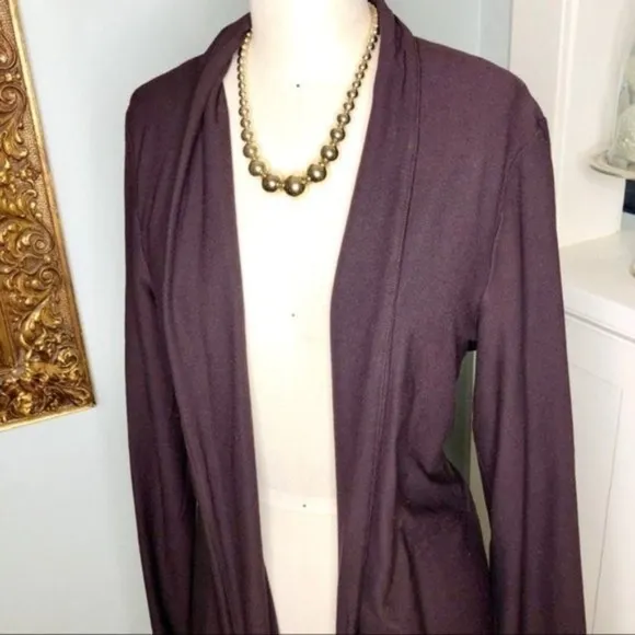 Eileen Fisher Open Front Sweater Cardigan Brown Medium