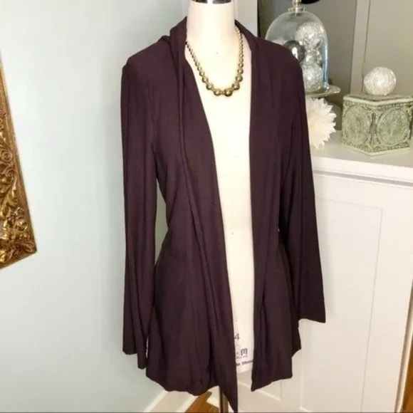 Eileen Fisher Open Front Sweater Cardigan Brown Medium
