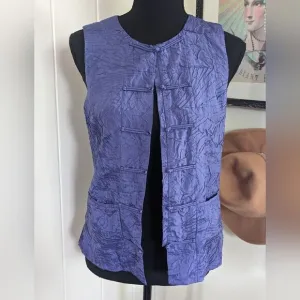 Eileen Fisher Silk Toggle Vest  XS Quiet Luxury Witchy Romantic Minimalist