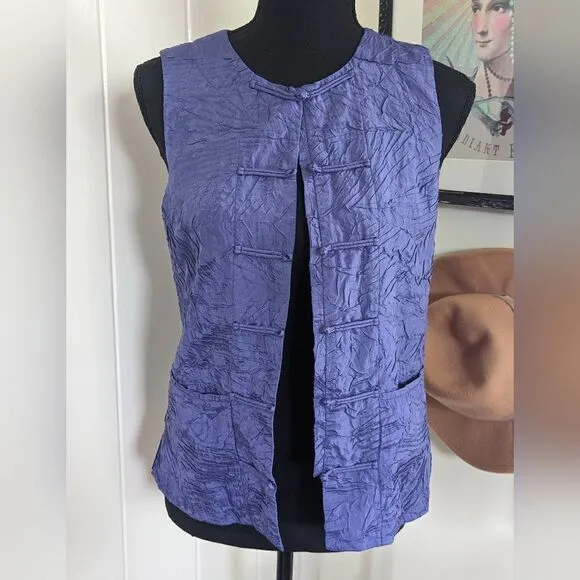 Eileen Fisher Silk Toggle Vest  XS Quiet Luxury Witchy Romantic Minimalist