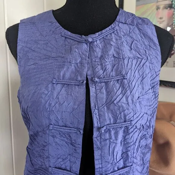 Eileen Fisher Silk Toggle Vest  XS Quiet Luxury Witchy Romantic Minimalist