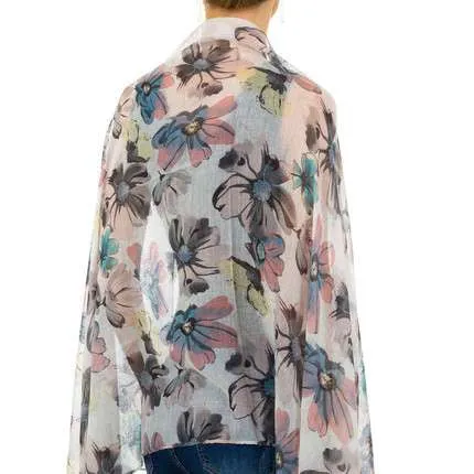 Elegant Floral Print Lightweight Scarf