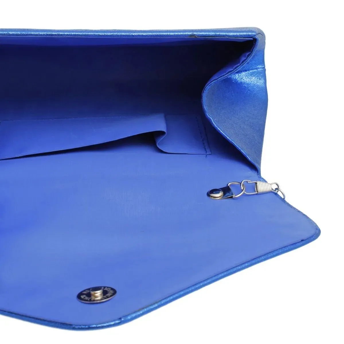 Elegant Metallic Blue Floral Embroidered Evening Clutch Handbag