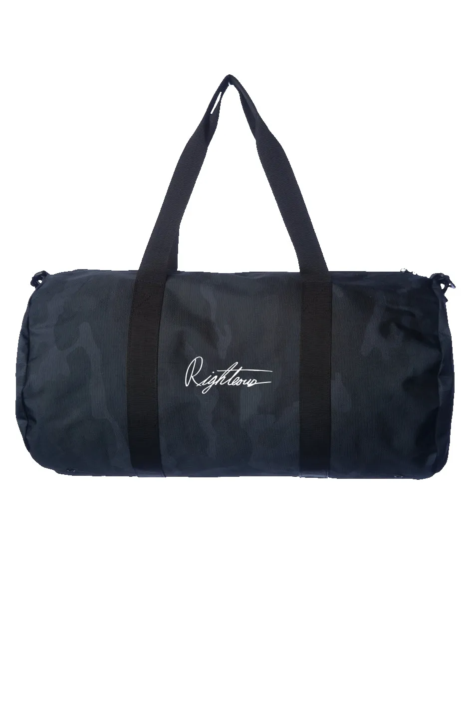 EMBROIDERED SIGNATURE CAMO DUFFEL BAG