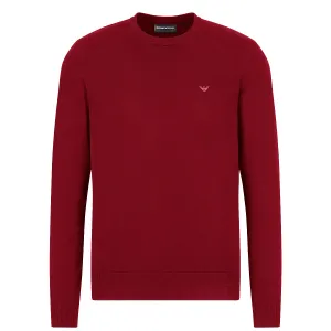 Emporio Armani - Crew Neck Eagle Logo Jumper in Deep Red